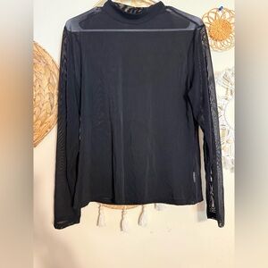 Unk Black Sheer Long-Sleeve Mesh Top